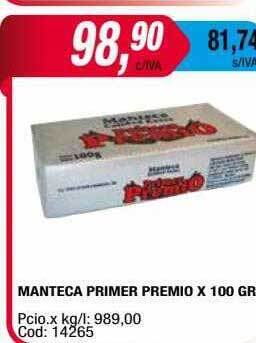 Maxiconsumo Manteca primer premio oferta