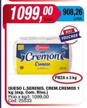 Maxiconsumo Queso l serenis crem cremos oferta