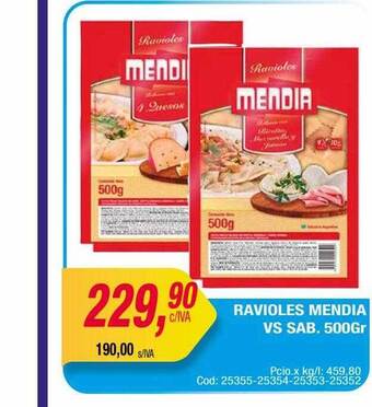 Maxiconsumo Ravioles mendia vs sab oferta