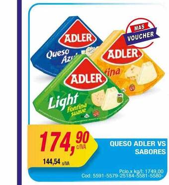 Maxiconsumo Queso adler vs sabores oferta