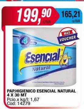 Maxiconsumo Pap higienico esencial natural oferta