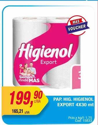 Maxiconsumo Pap hig higienol export 4x30 mt oferta