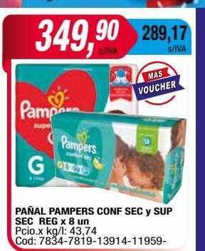 Maxiconsumo Pañal pampers conf sec y sup sec reg oferta