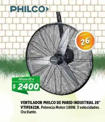 Belgrano Hogar Ventilador philco de pared industrial 26 oferta