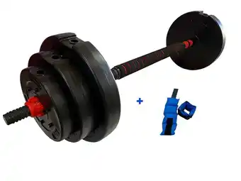 Frávega Kit set 17 kg bsfit discos lisos pesas barra combo negro oferta