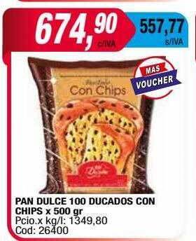 Maxiconsumo Pan dulce 100 ducados con chips oferta