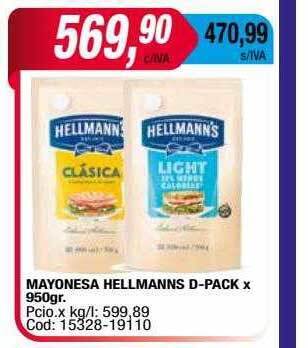 Maxiconsumo Mayonesa hellmanns d-pack oferta