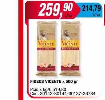 Maxiconsumo Fideos vicente oferta