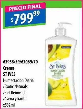 Crema st ives humectacion diaria exotic naturals piel renovada avena y karite