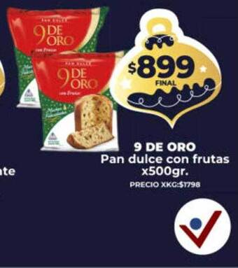 Supermayorista Vital 9 de oro pan dulce con frutas oferta