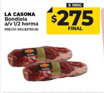 Supermayorista Vital La casona bondiola a v 1 2 horma oferta