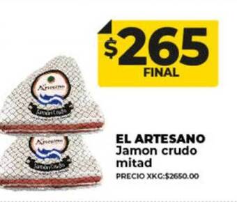 Supermayorista Vital El artesano jamon crudo mitad oferta