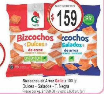 Supermercados Becerra Bizcochos de arroz gallo oferta