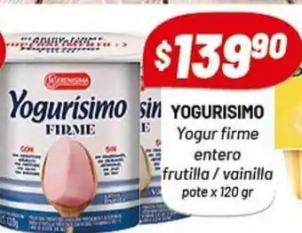 Almacor Yogurisimo yogur firme entero frutilla - vainilla pote oferta