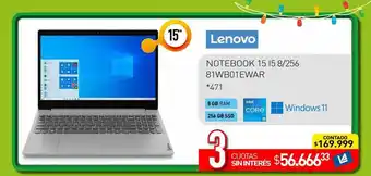 La Anonima Notebook 15 i5 8 256 81wb01ewar lenovo oferta