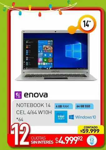 La Anonima Enova notebook 14 cel 4 64 w10h oferta