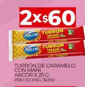 Supermercados DIA Turrón de caramelo con mani arcor oferta
