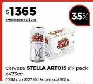 Disco Cerveza stella artois six pack x 473cc oferta