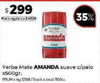 Disco Yerba mate amanda suave c-palo oferta
