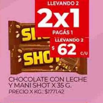 Supermercados DIA Chocolate con leche y mani shot oferta