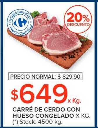 Carrefour Market Carré de cerdo con hueso congelado x kg oferta
