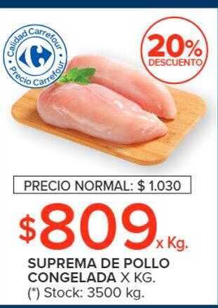 Carrefour Market Suprema de pollo congelada x kg 20% descuento oferta