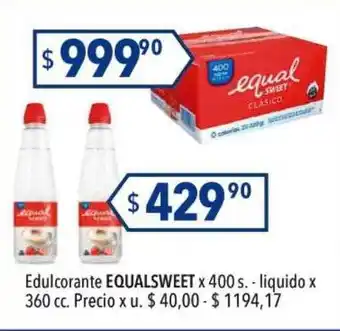 Hergo Edulcorante equalsweet x 400 s liquido x 360 cc oferta