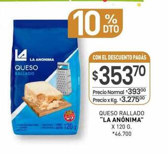 La Anonima Queso rallado oferta