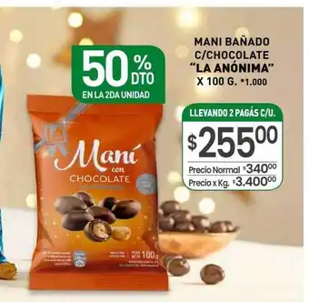 La Anonima Mani bañado c chocolate oferta