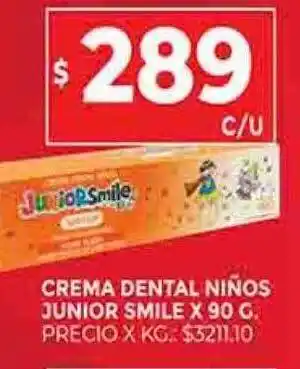 Supermercados DIA Crema dental niños junior smiles oferta