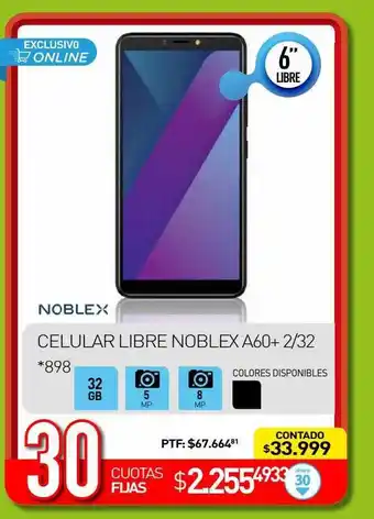 La Anonima Celular libre noblex a60+ 2 32 oferta