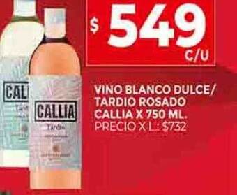 Supermercados DIA Vino blanco dulce tardio rosado callia oferta