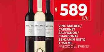 Supermercados DIA Vino malbec cabernet sauvignon chardonay benjamin nieto oferta