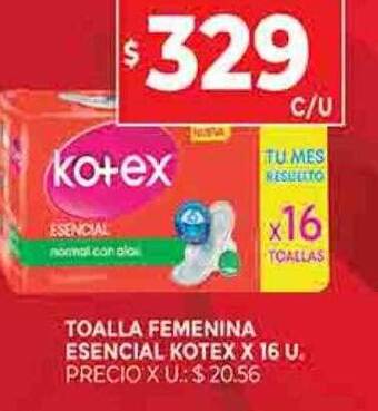 Supermercados DIA Toalla femenina esencial kotex oferta