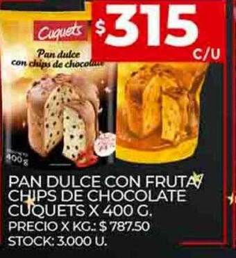 Supermercados DIA Pan dulce con fruta chips de chocolate cuquets oferta