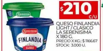 Supermercados DIA Queso finlandia light clasico la serenisima oferta