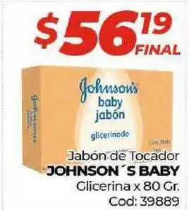 Diarco Johnson's Baby Jabón de Tocador Glicerina x 80gr oferta