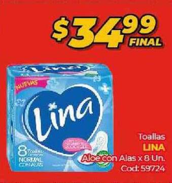Diarco Lina Toallas Aloe Con Alas x 8un oferta