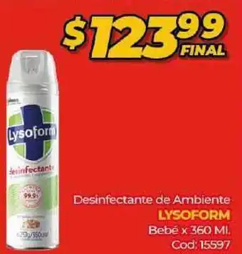 Diarco Lysoform Desinfectante de Ambiente Bebé x 360ml oferta