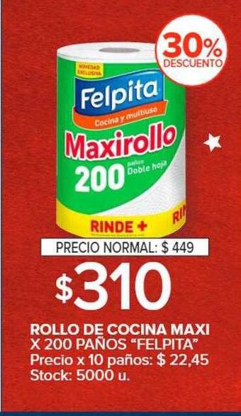 Carrefour Rollo de cocina maxi x 200 paños oferta