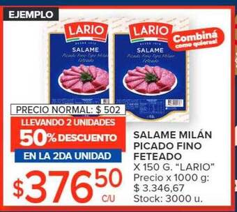 Carrefour Salame milán picado fino feteado oferta