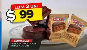Carrefour Maxi Alfajor terrabusi chocolate triple x 70g oferta