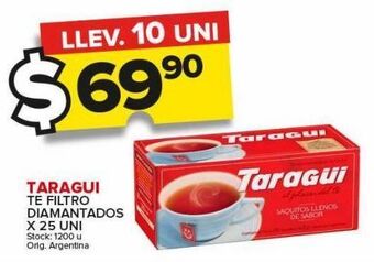 Carrefour Maxi Té taragui filtro diamantado 25 uni oferta