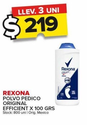 Carrefour Maxi Polvo pedico rexona efficient original 100g oferta