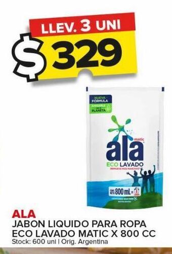Carrefour Maxi Jabón líquido ala eco lavado matic 800cc oferta