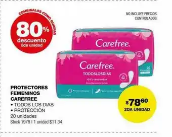 Atomo Conviene Protectores femeninos carefree todos los dias proteccion 80% descuento 2da unidad oferta