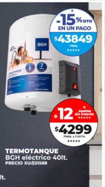 Supermayorista Vital Termotanque bgh eléctrico 40lt oferta