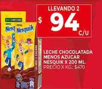 Supermercados DIA Leche chocolatada menos azucar nesquik oferta