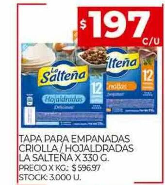 Supermercados DIA Tapa para empanadas criolla hojaldradas la salteña oferta