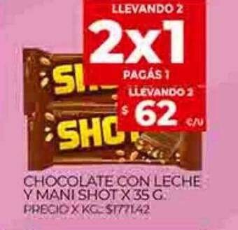 Supermercados DIA Chocolate con leche y mani shot oferta